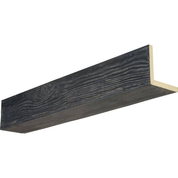 Ekena Millwork 4 in. x 8 in. x 22 ft. 2-Sided (L-Beam) Sandblasted Aged Ash Faux Wood Ceiling Beam