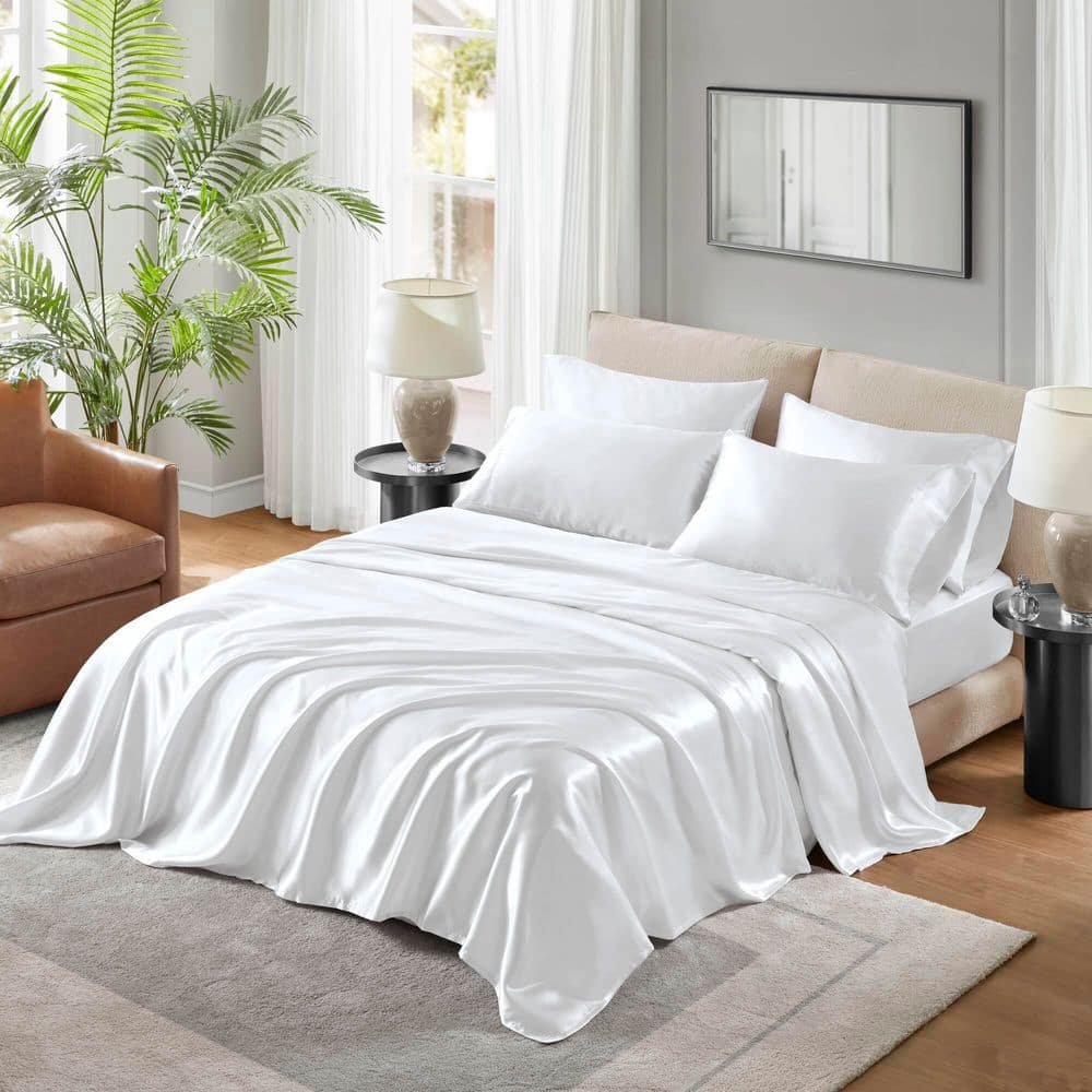 White King Satin and Microfiber 6-Piece Sheet Set