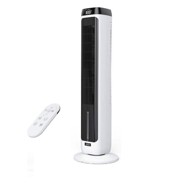 Portable Air Cooler with 3 Speeds, 5 Modes, Remote, 80° Oscillation, 12H Timer, Bladeless Tower Fan for Home Cooling