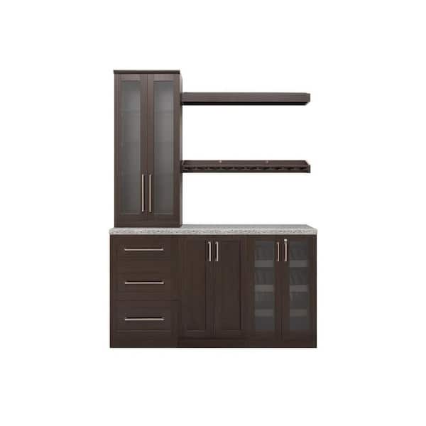 NewAge Products Home Bar Espresso Cabinet Set (7-Piece)