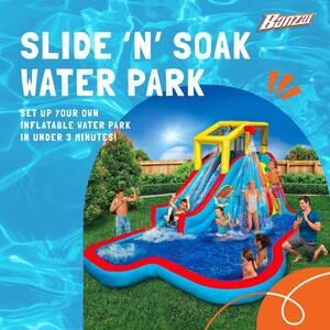 Slide and Soak Splash Park Inflatable Outdoor Kids Water Park Play Center