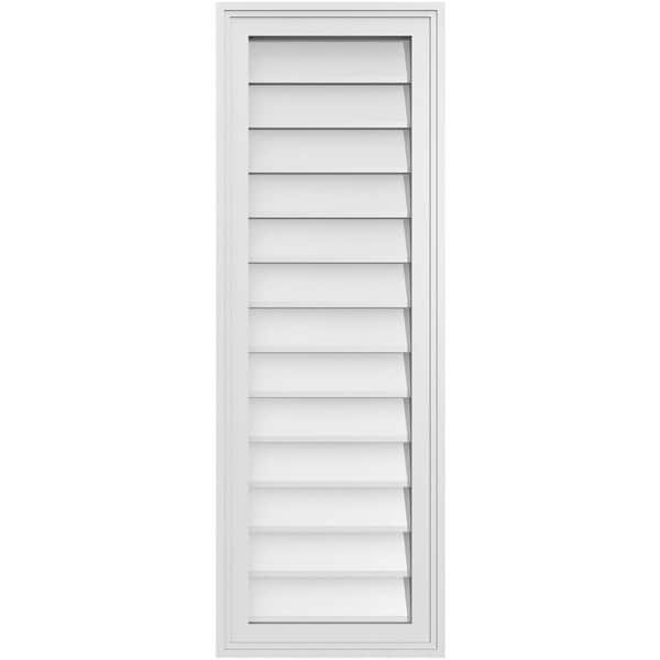 Ekena Millwork 14 in. x 40 in. Vertical Surface Mount PVC Gable Vent: Decorative with Brickmould Frame