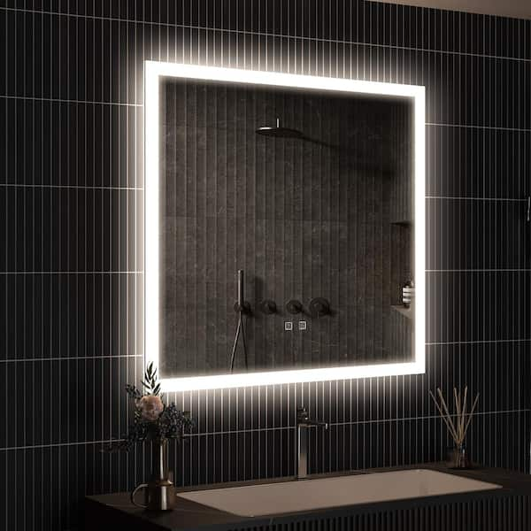 HOMLUX 30 in. W x 30 in. H Rectangular Frameless LED Light with 3-Color ...