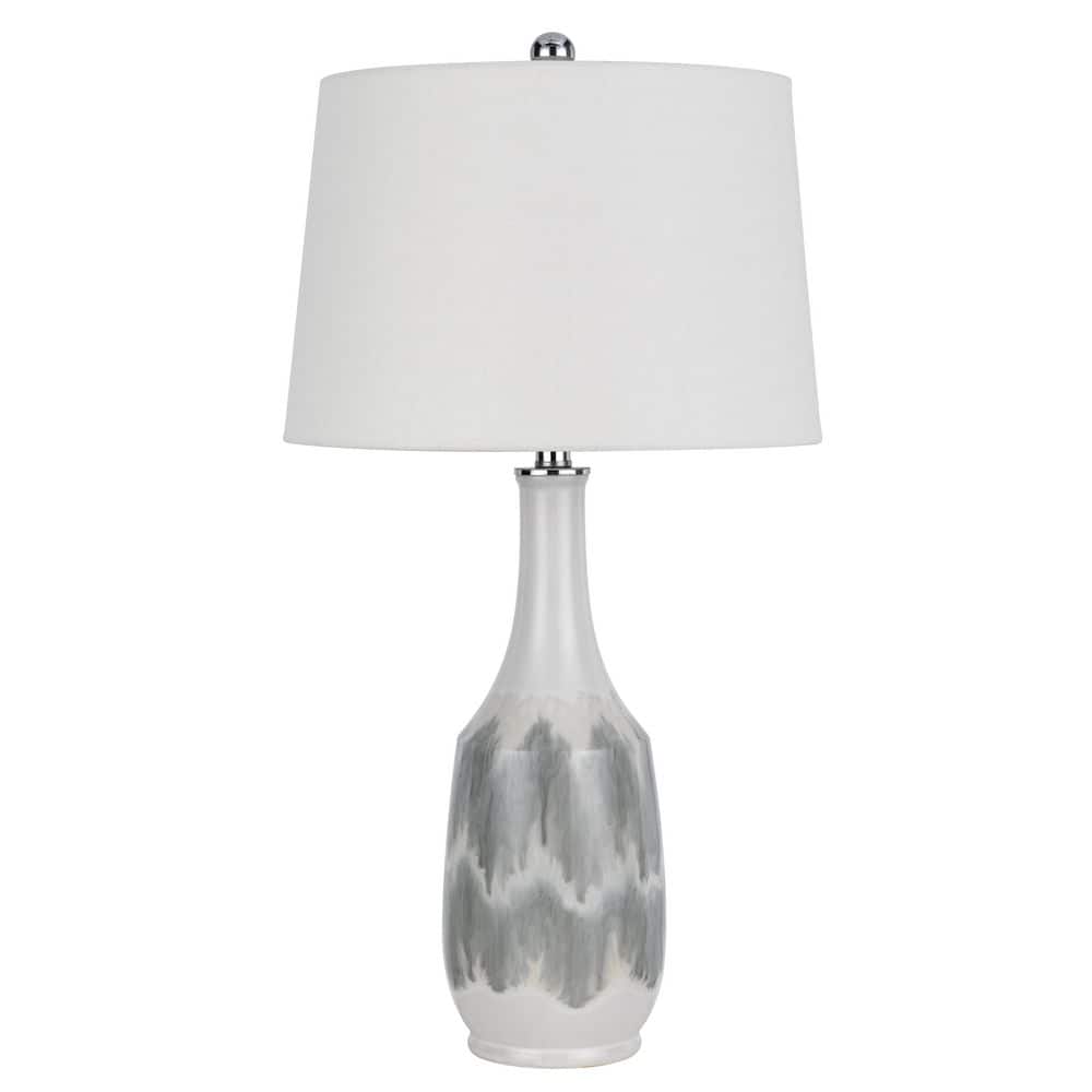 28.5 in. Height White Marble Ceramic Table Lamp with Shade