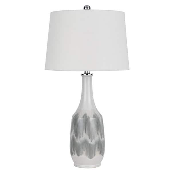 CAL Lighting 28.5 in. Height White Marble Ceramic Table Lamp with Shade