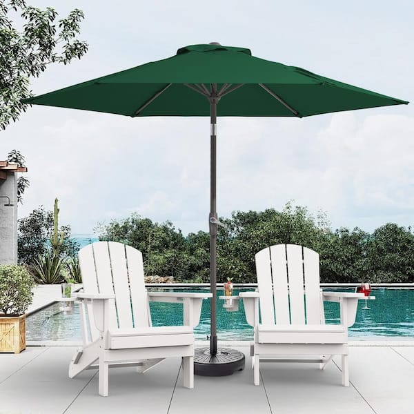 JEAREY 7.5ft Steel Outdoor Patio Market Umbrella with Tilt Crank in Green