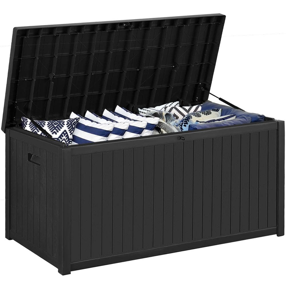 Black 120 Gallon Lockable Resin Outdoor Deck Box
