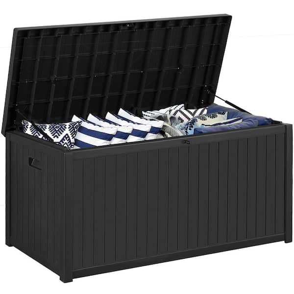 JUSKYS Waterproof 120 gal. Black Resin Outdoor Storage Deck