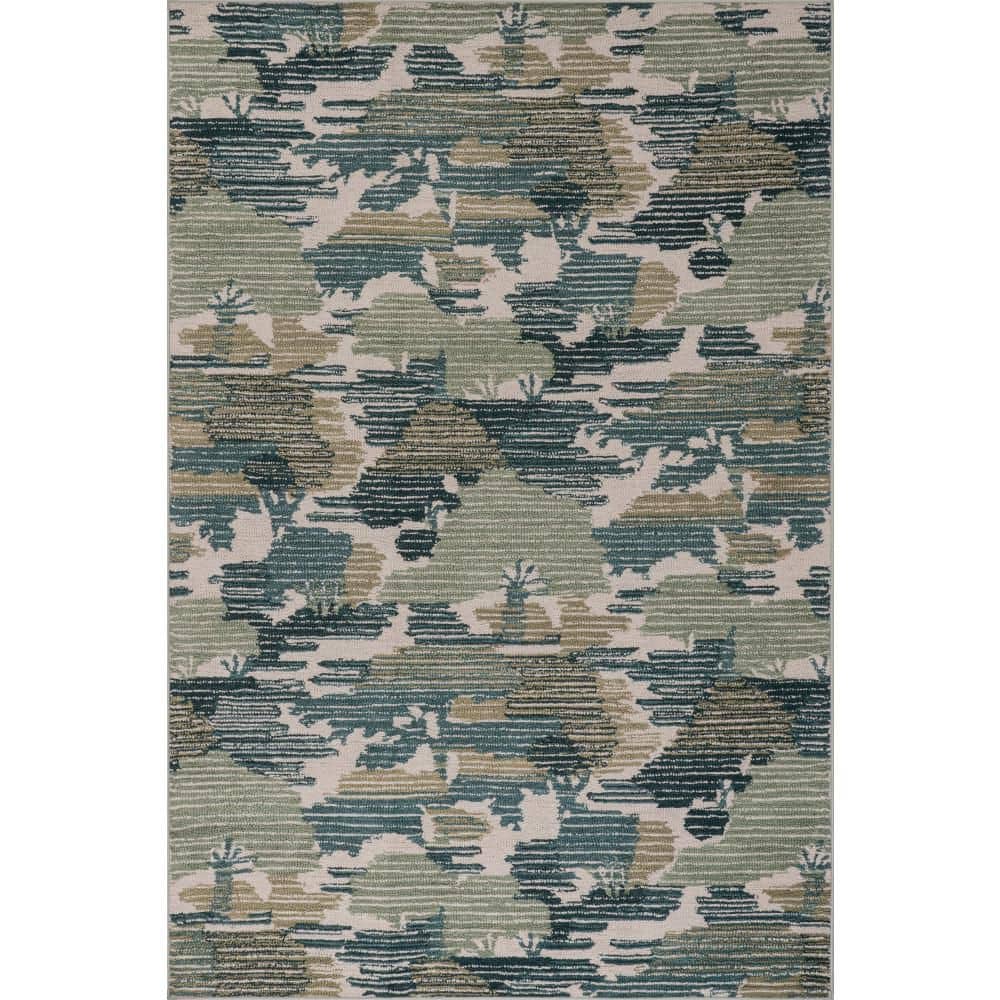 Ladycross Machine Washable Green 5 ft. x 8 ft. Indoor Area Rug price history on PriceWatchPro