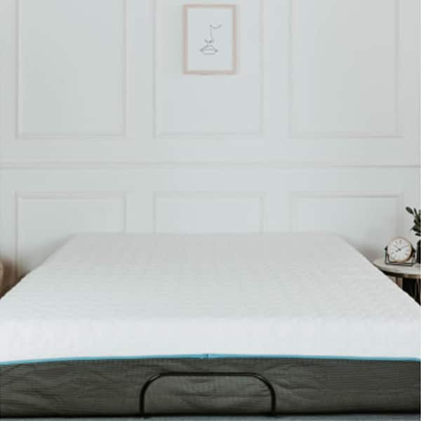 Siavonce 10 in. Medium Memory Foam Euro Top Queen Mattress in White+gray