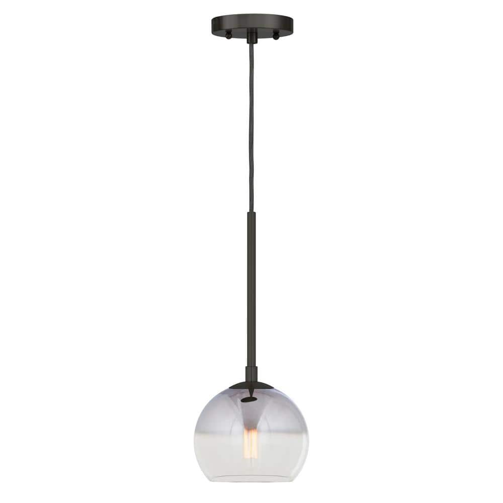 Callisto 1-Light Black Pendant with Chrome Ombre Globe Glass Shade
