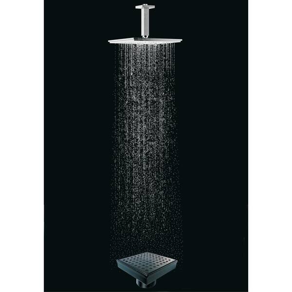 RELN 8 in. x 8 in. Stainless Steel Square Shower Drain with Wave