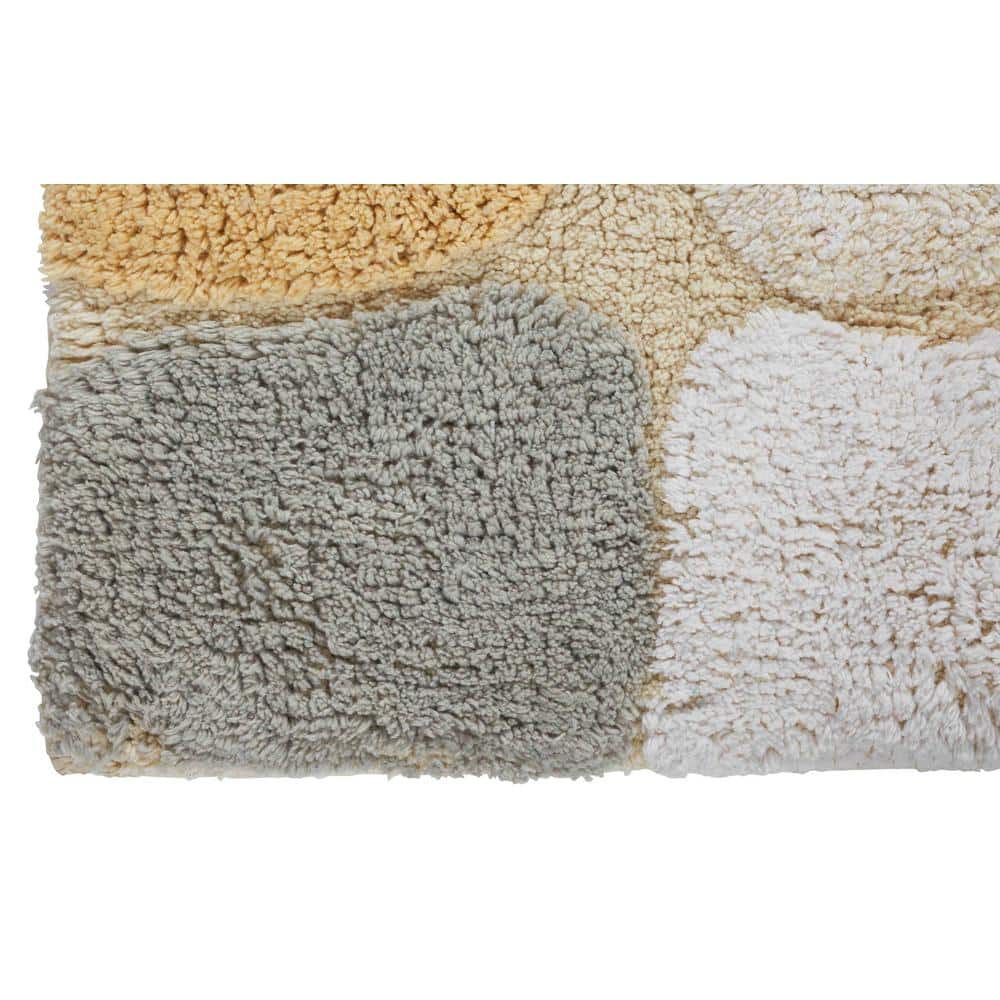 Pebble Pattern Cotton Bath Rug Set in Light Beige