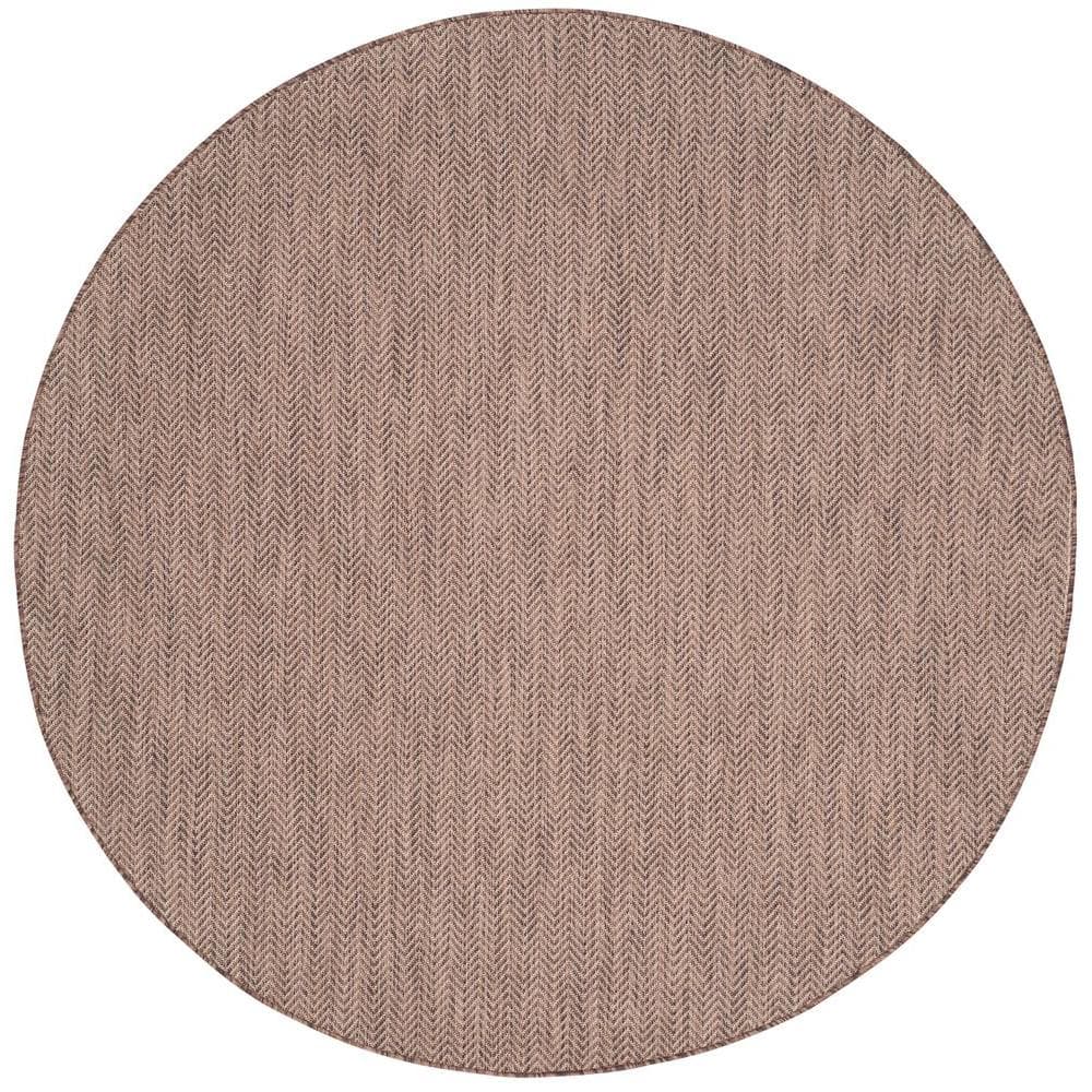 Courtyard Brown/Beige 5 ft. x 5 ft. Solid Chevron Indoor/Outdoor Patio  Round Area Rug price history on PriceWatchPro