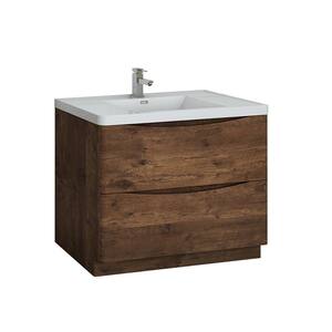 Fresca Tuscany 24 in. Modern Wall Hung Vanity in Rosewood with Vanity ...