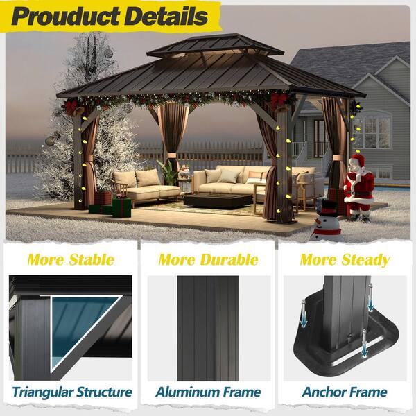 COVERONICS 16 ft. W x 12 ft. D Outdoor Galvanized Steel Black