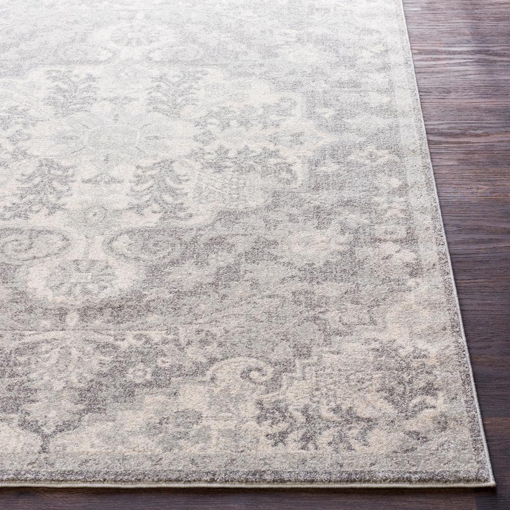 Gray Vintage Medallion Polypropylene Runner Rug, 2'7" x 7'3"