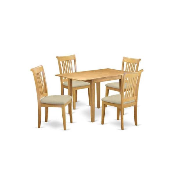 East West Furniture 5-Piece Natural Oak Finish Solid Wood Top - Dining Room Set - Seats 4