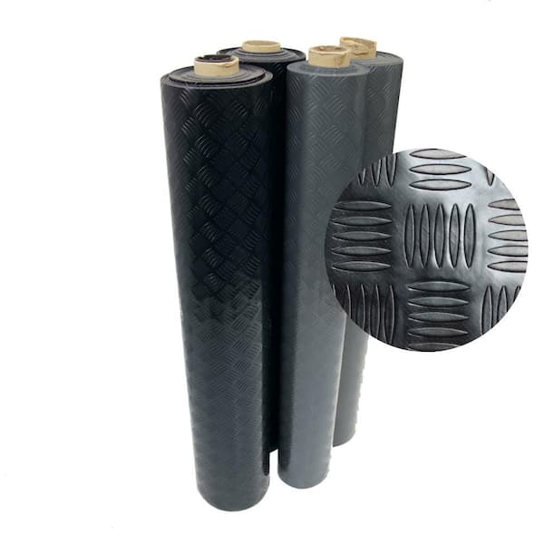 Rubber-Cal Diamond-Grip 4 ft. x 13 ft. Black Commercial PVC