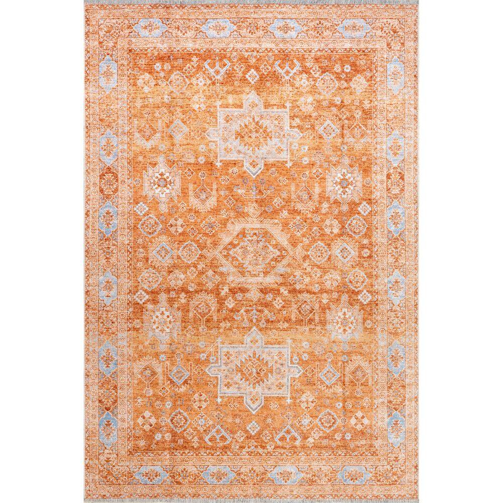 RUGS USA Kaski Geometric Machine Washable Area Rug Peach 5 ft. x 8 ft ...