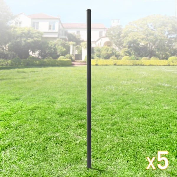 2 in. x 2 in. x 8 ft. Steel Flat Top Blank Metal Fence Post with Post Cap (5 pack)