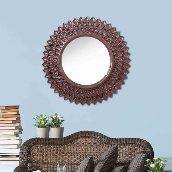 Handmade Grass Woven Wall Mirrors 16in Round Mirrors With