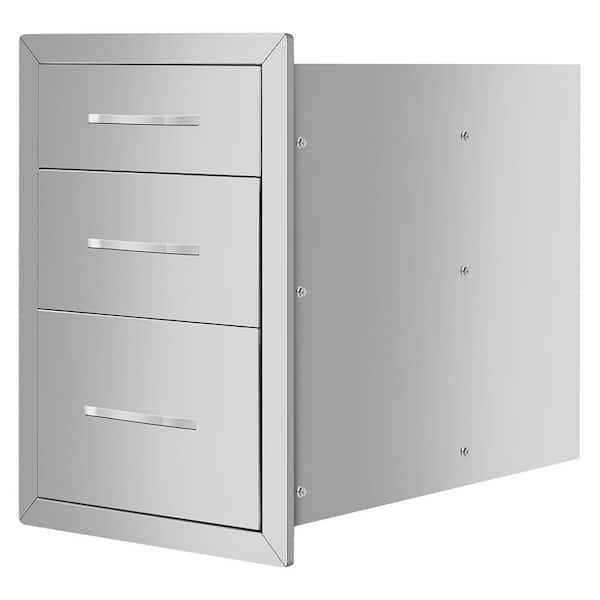 Outdoor Kitchen Drawer Cabinets 14 in. Stainless Steel 3 Drawer Access Drawer Unit for Courtyards