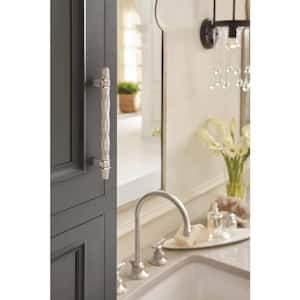Carrione 6-5/16 in. (160mm) Modern Marble White/Polished Nickel Bar Cabinet Pull