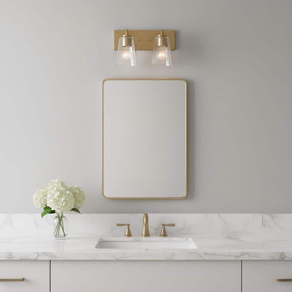 Miles 12 in. W x 8 in. H 2-Light Satin Brass Dimmable Medium Bathroom Vanity Light with No Bulbs Included price history on PriceWatchPro