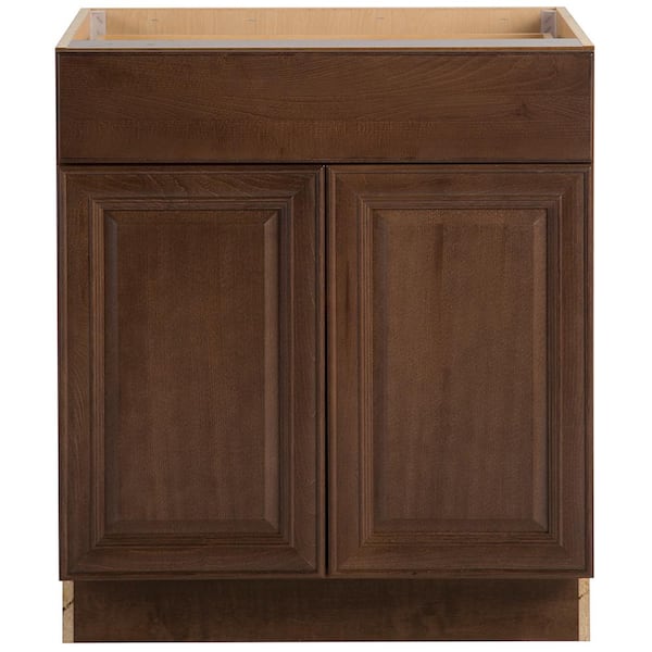 Hampton Bay Benton Assembled 30x34.5x24 in. Base Cabinet with Soft Close Full Extension Drawer in Butterscotch