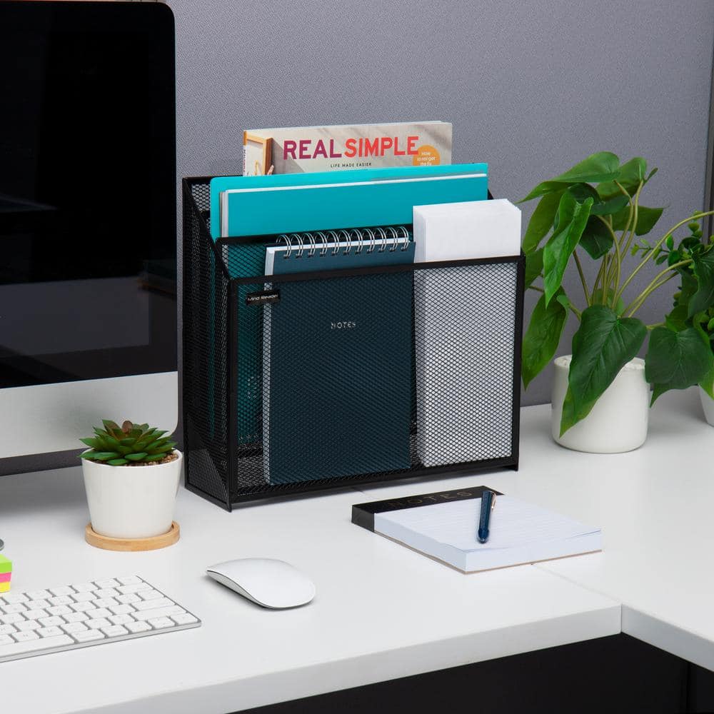 Mind Reader Black Steel Mesh 3-Tier Document Sorter