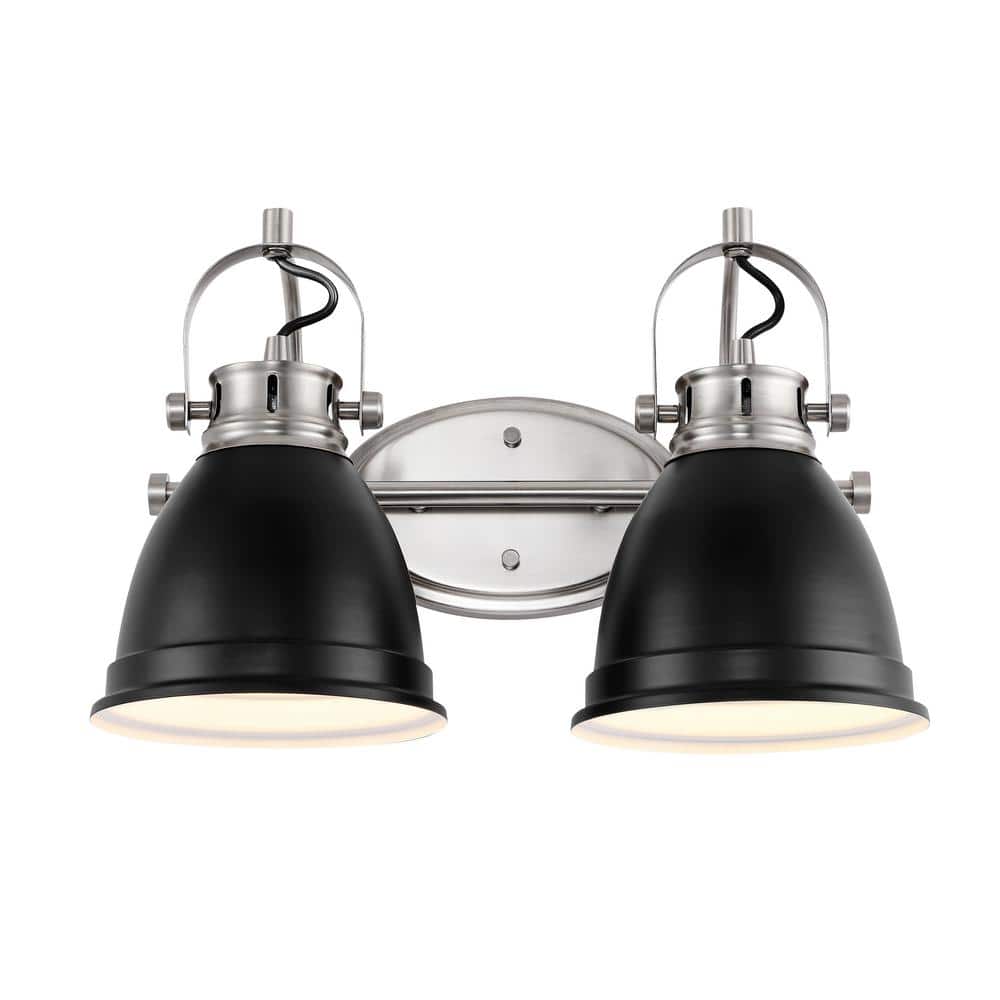 Phineas 16.25" Black Satin Iron 2-Light LED Vanity