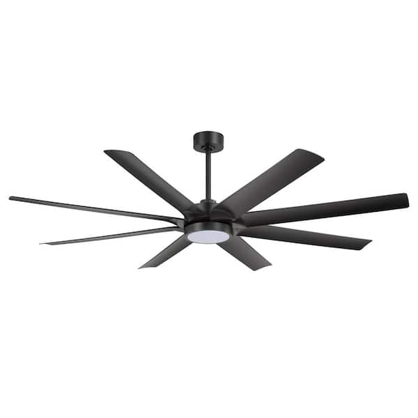 Archer 72 in. Integrated LED Indoor Matte Black Ceiling Fan with Light and Remote Control Included