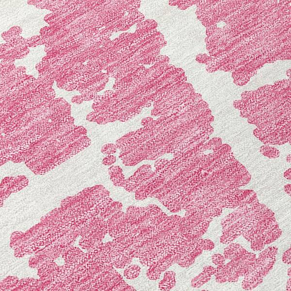 Pink and Ivory 3 ft. x 5 ft. Abstract Indoor / Outdoor Area Rug