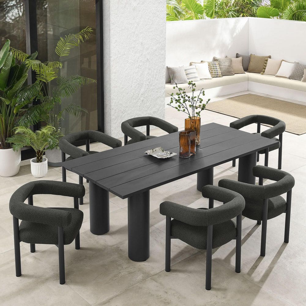 MODWAY Nautica 7-Piece Outdoor Rectangular Wood Dining Set with 6
