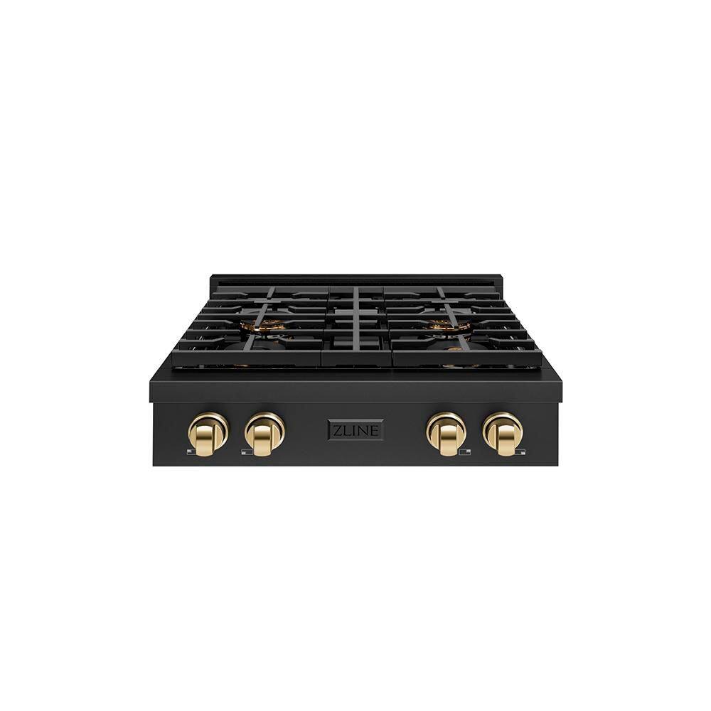 ZLINE 30 in. Classic Gas Rangetop with 4 Burner DuoPro™ Cooktop in Black Stainless Steel, Open Box-Great Condition