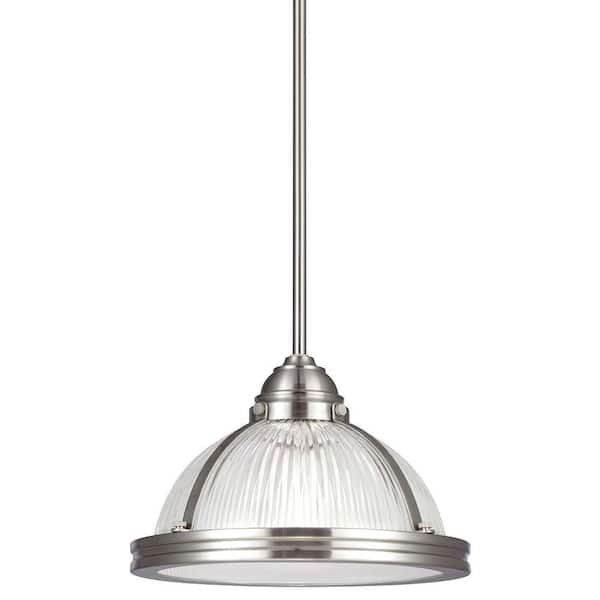 Generation Lighting Pratt Street Prismatic 11 in. W 1-Light Brushed Nickel Pendant