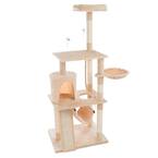 61.5 in. 4-Tier Cat Tower with 6 Scratching Posts, 2 Hammocks, 3 Toys, and Perch for Kittens or Multiple Cats