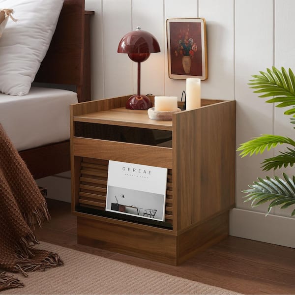 Brown 2 Drawers 17 in. W Nightstand