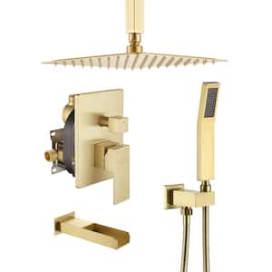 Single Handle 1-Spray Ceiling-Mounted Tub and Shower Faucet with 2.5 GPM in. Brushed Gold (Valve Included)