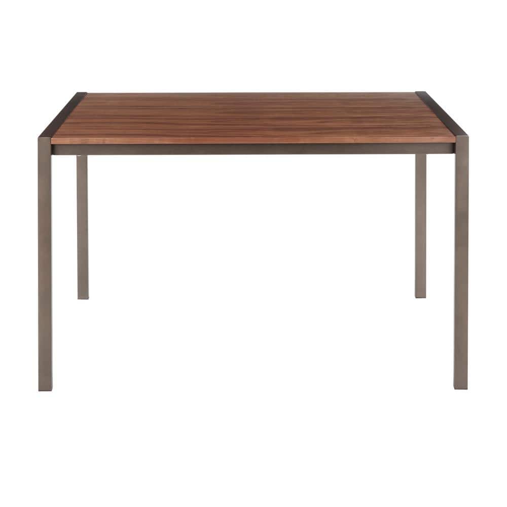 Industrial Black and Brown Rectangular Wood Dining Table
