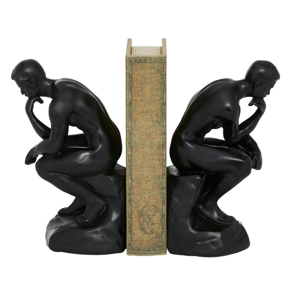 Black Resin The Thinker People Bookends Set of 2