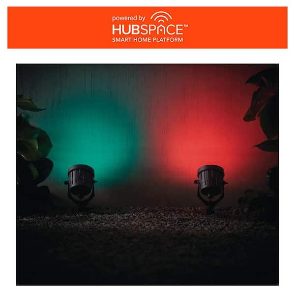 Smart 650 Lumen Low Voltage Black Integrated LED RGB Color Changing Landscape Flood Light Powered by Hubspace