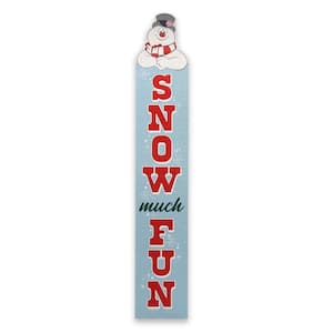 46 in. Weather-Resistant Frosty the Snowman Snow Much Fun Winter Vertical Wood Yard Stake