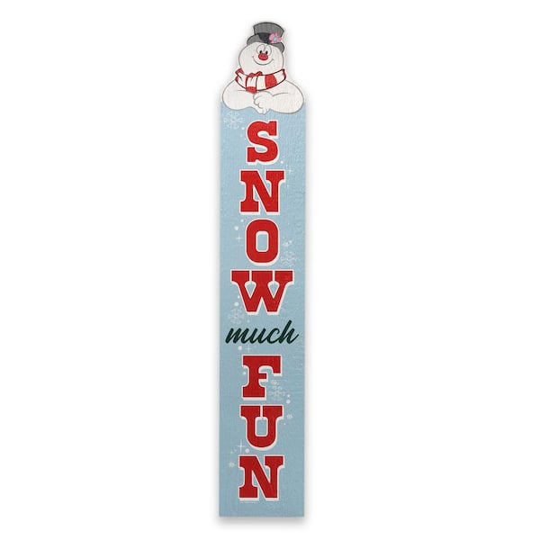 Unbranded 46 in. Weather-Resistant Frosty the Snowman Snow Much Fun Winter Vertical Wood Yard Stake