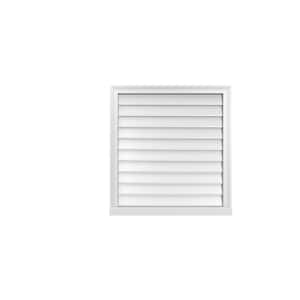 30 in. x 32 in. Vertical Surface Mount PVC Gable Vent: Decorative with Brickmould Sill Frame