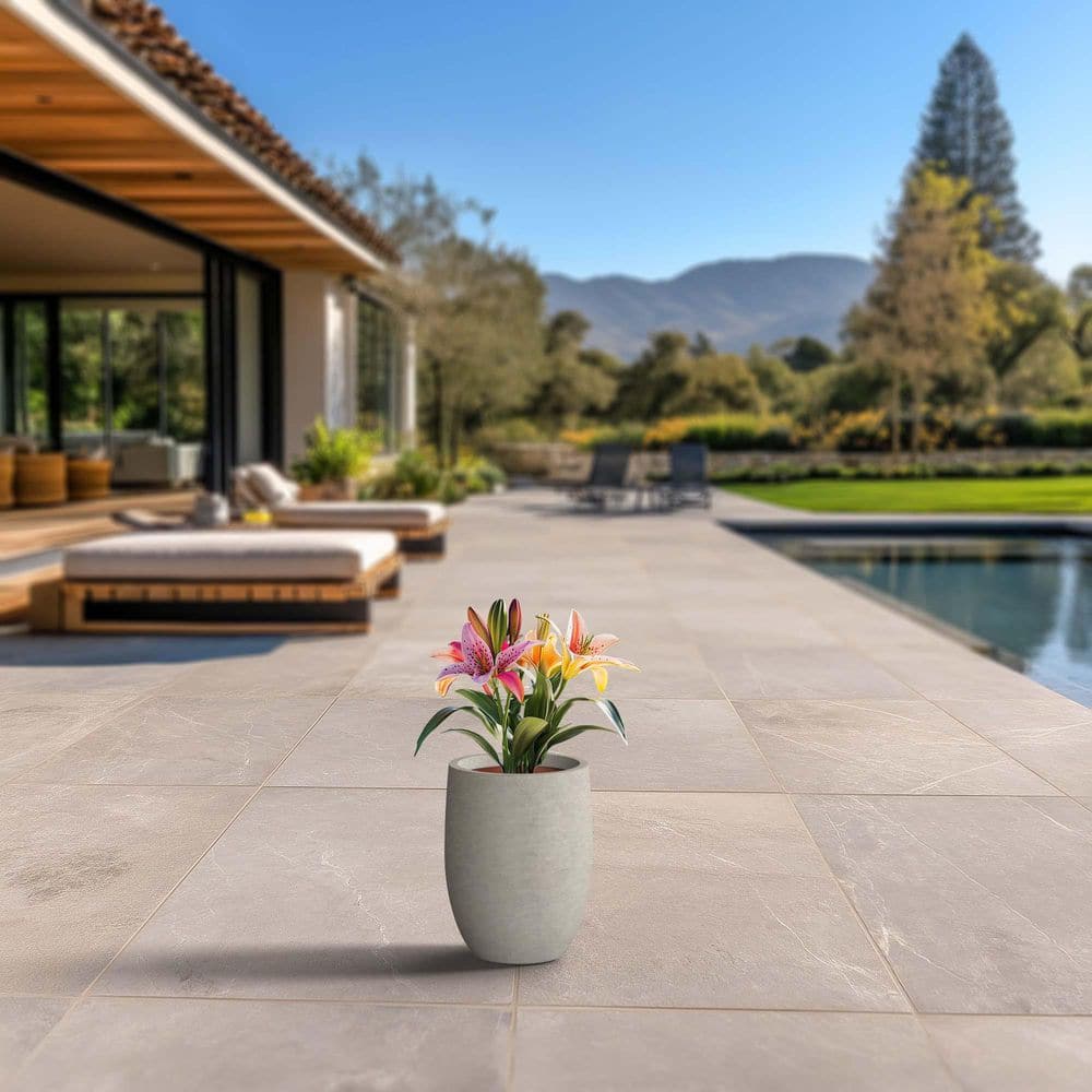 9.5 in. Medium Light Gray (Enhanced Interior) Concrete Round Planter / Pot with Drainage Holes price history on PriceWatchPro