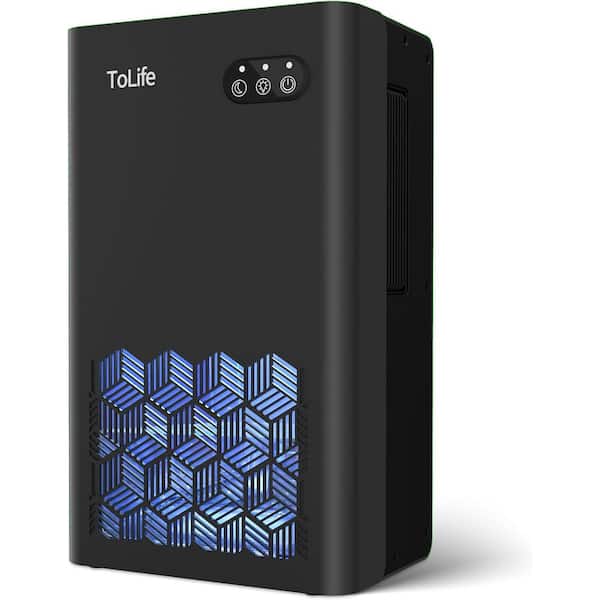 6 Pints 950 Sq. Ft. Small Dehumidifiers for Basement, Home, Bathroom with Auto Shut Off, 7 Colors LED Light in Black