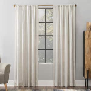Wallis Slub Textured Linen Blend 52 in. W x 84 in. L Sheer Rod Pocket Curtain Panel in Ivory