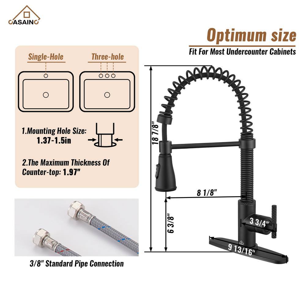 Matte Black Stainless Steel Pull Down Kitchen Faucet with Spray